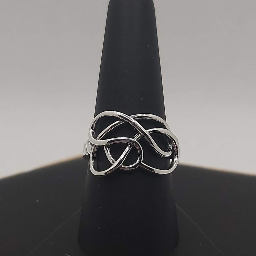 Unique Intertwined 925 Sterling Silver Ring with Adjustable Band (NWOT)